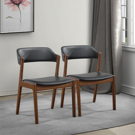 Enzo Black Leather Dining Chair (Set of 2) from Ashcroft Furniture - Luna Furniture