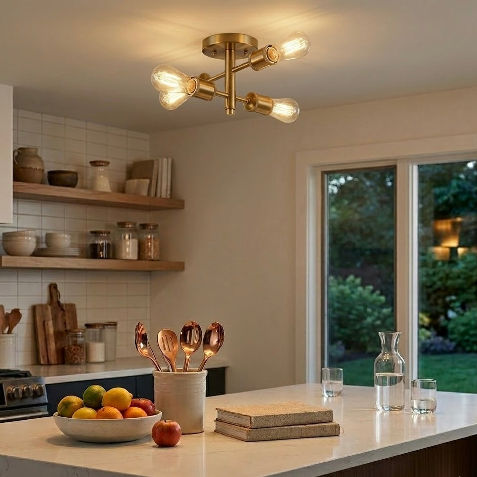 Ephemeral Four Lights Semi Flush Mount Retro Hallway Kitchen Bedroom Living Room Ceiling Pendant 11"W × 6.5"H from Ashcroft Furniture - Luna Furniture