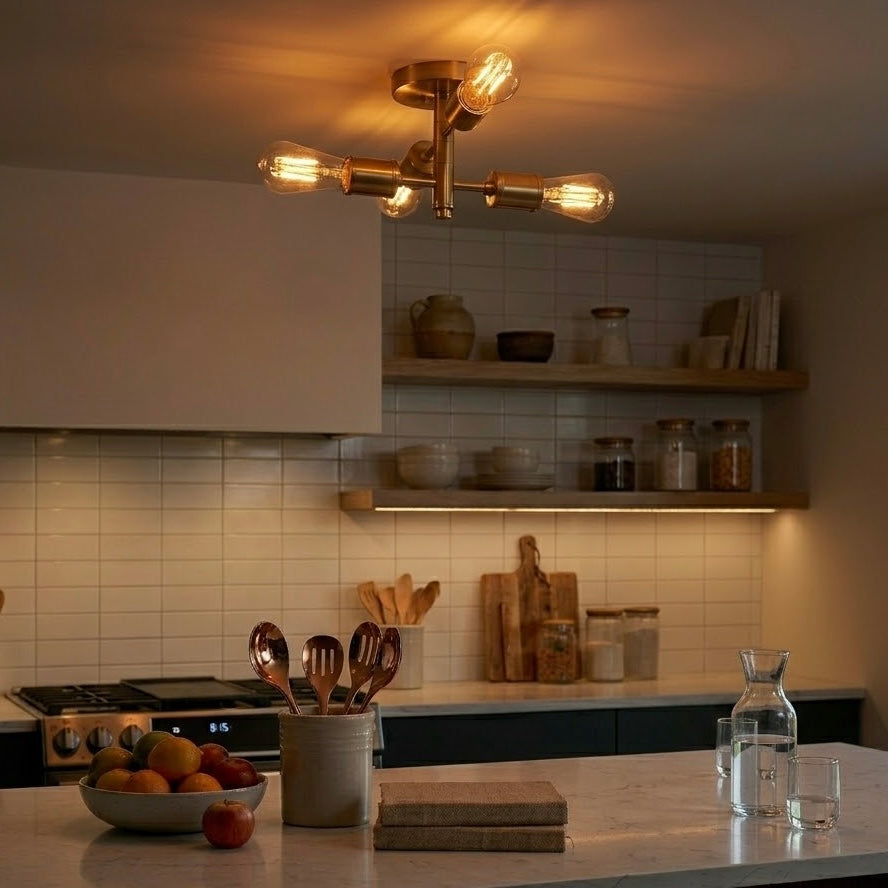 Ephemeral Four Lights Semi Flush Mount Retro Hallway Kitchen Bedroom Living Room Ceiling Pendant 11"W × 6.5"H from Ashcroft Furniture - Luna Furniture