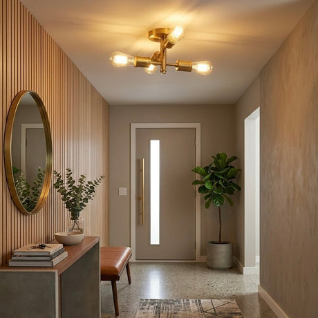 Ephemeral Four Lights Semi Flush Mount Retro Hallway Kitchen Bedroom Living Room Ceiling Pendant 11"W × 6.5"H from Ashcroft Furniture - Luna Furniture