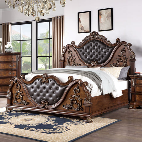 Esparanza Brown Cherry King Bed from Furniture of America - Luna Furniture