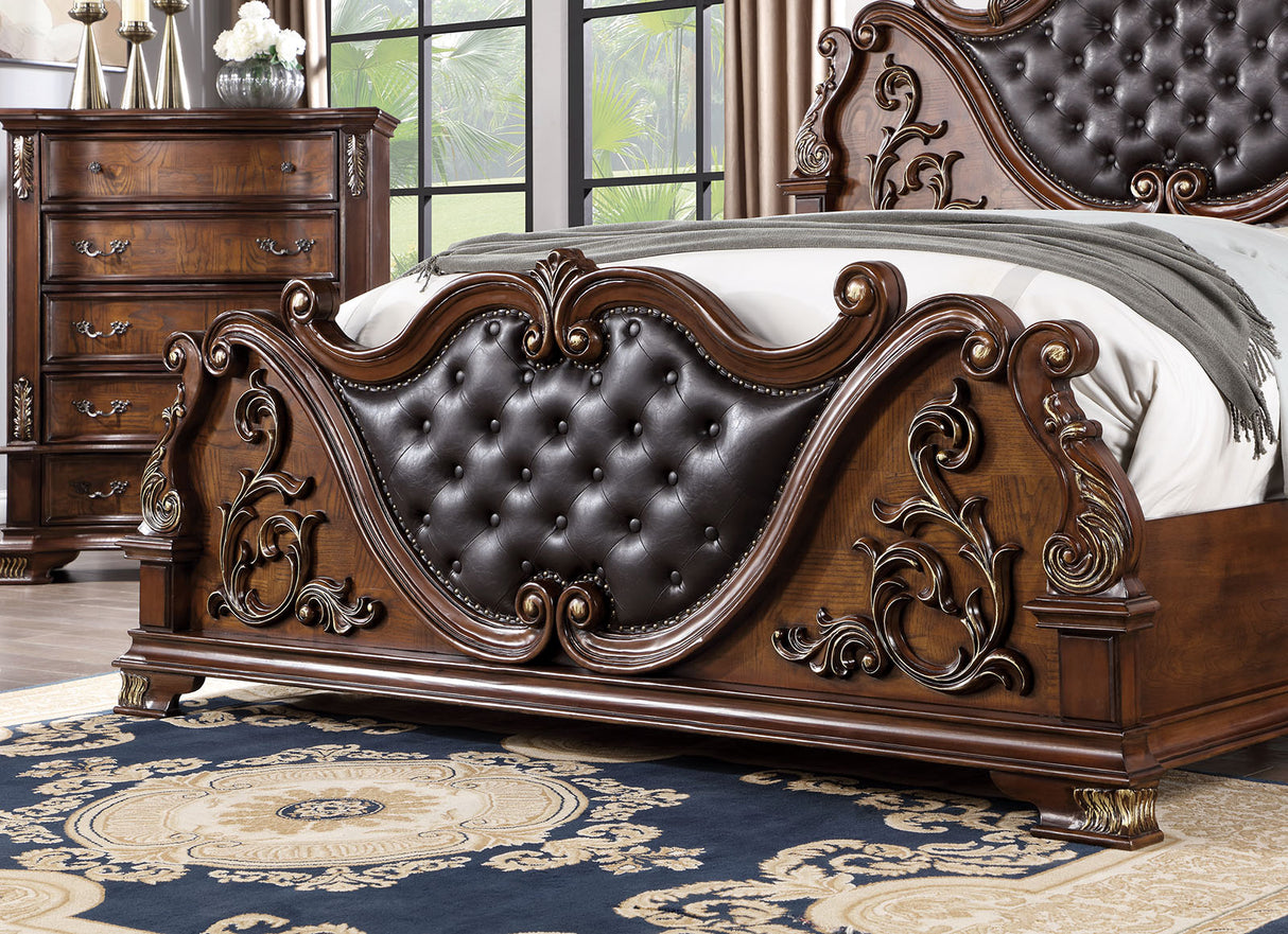 Esparanza Brown Cherry California King Bed from Furniture of America - Luna Furniture