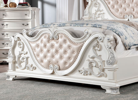 Esparanza Pearl White California King Bed from Furniture of America - Luna Furniture