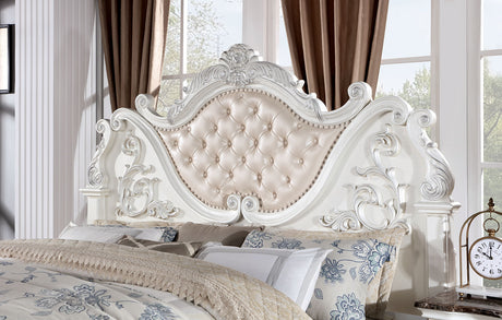 Esparanza Pearl White California King Bed from Furniture of America - Luna Furniture