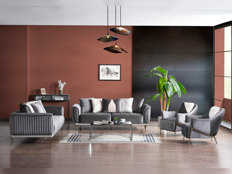 Esperanza Dark Gray 3-Piece Living Room Set (Sofa & Loveseat & Chair) from Furnia - Luna Furniture