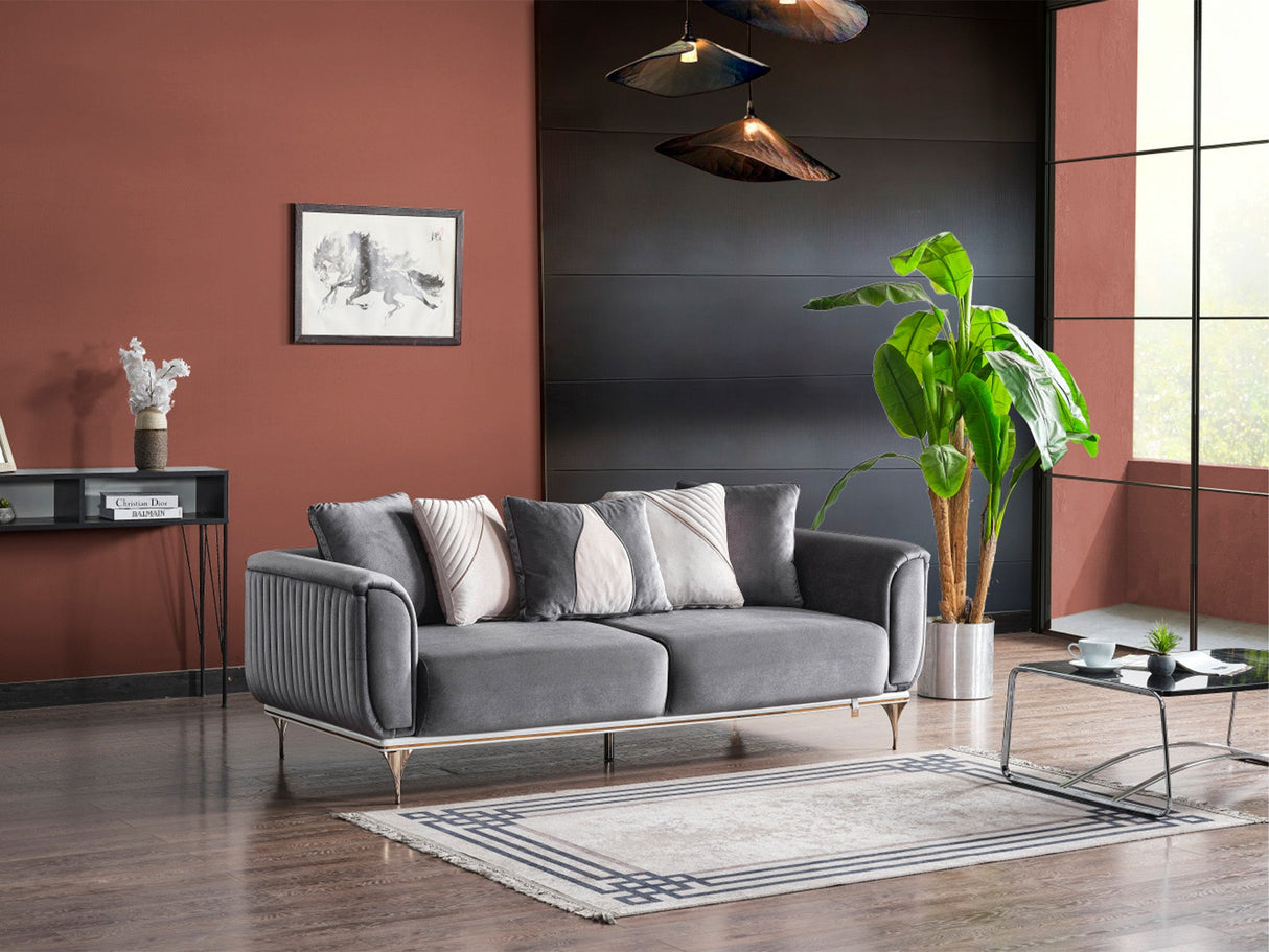 Esperanza Dark Gray 3-Piece Living Room Set (Sofa & Loveseat & Chair) from Furnia - Luna Furniture