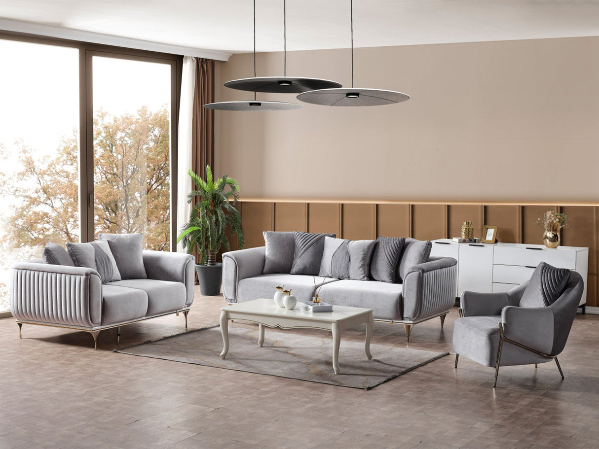 Esperanza Light Gray 4-Piece Living Room Set (2 Sofa & 2 Chair) from Furnia - Luna Furniture