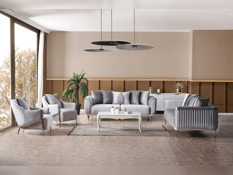 Esperanza Light Gray 4-Piece Living Room Set (2 Sofa & 2 Chair) from Furnia - Luna Furniture