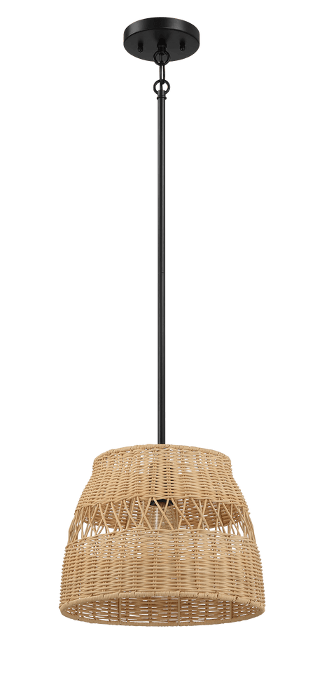 Essence Single Lights Pendant With Rattan Shade Black Metal Finish for Farmhouse Style from Midinmod - Luna Furniture