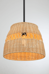 Essence Single Lights Pendant With Rattan Shade Black Metal Finish for Farmhouse Style from Midinmod - Luna Furniture