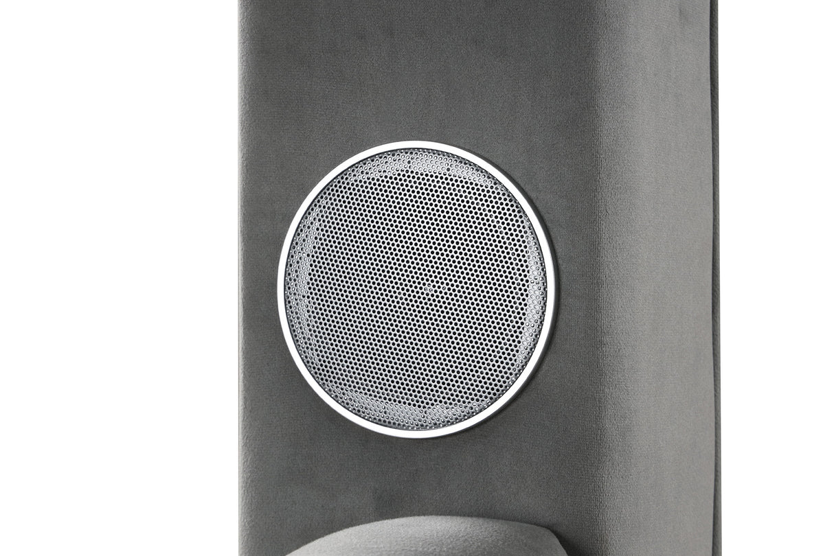 Etherea Gray King Upholstered Platform Poster Bed from Furniture of America - Luna Furniture