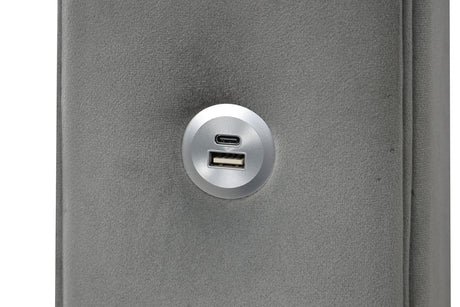 Etherea Gray King Upholstered Platform Poster Bed from Furniture of America - Luna Furniture