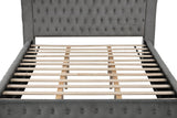 Etherea Gray Queen Upholstered Platform Poster Bed from Furniture of America - Luna Furniture
