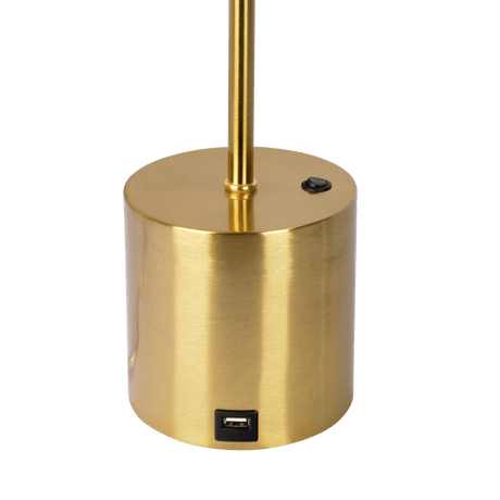 Ethereal Modern Small Brass Metal Table Lamp, Desk Lamp Fixture with White Glass Globe Shade from Midinmod - Luna Furniture