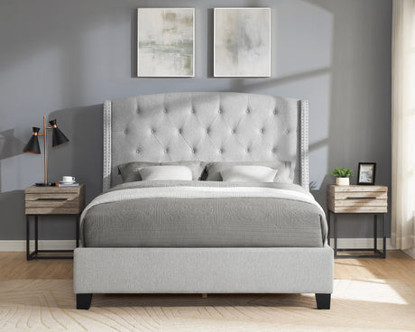 Eva Dove Gray King Upholstered Bed from Crown Mark - Luna Furniture