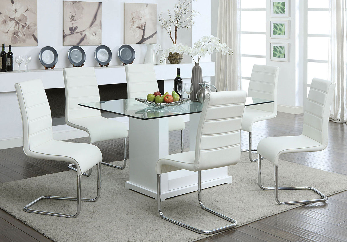Eva White/Clear Dining Table from Furniture of America - Luna Furniture