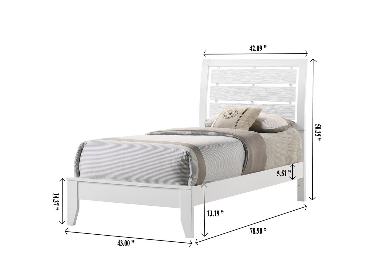 Evan White Twin Panel Bed from Crown Mark - Luna Furniture