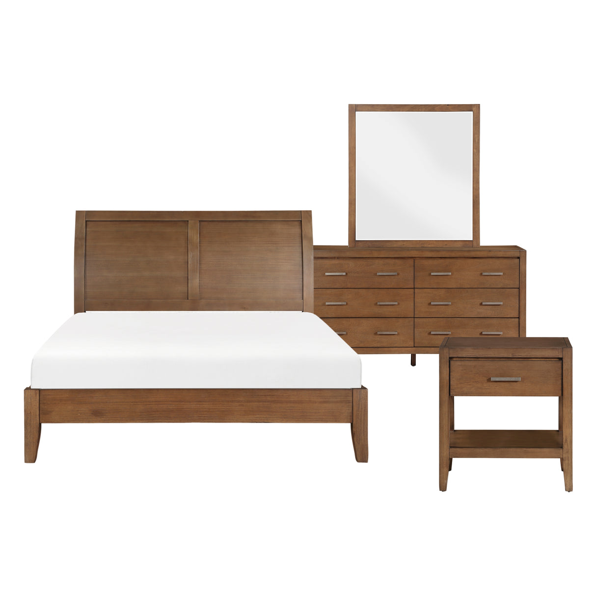 Evans Wire Brushed Light Brown 4pc Set (QB+NS+DR+MR) from Homelegance - Luna Furniture