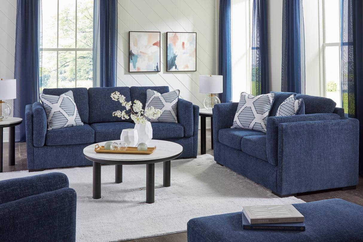 Evansley Sofa, Loveseat, Chair and Ottoman in Navy from Ashley - Luna Furniture