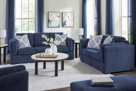 Evansley Sofa, Loveseat, Chair and Ottoman in Navy from Ashley - Luna Furniture