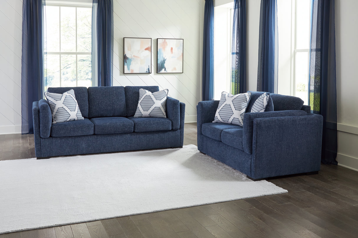 Evansley Sofa and Loveseat in Navy from Ashley - Luna Furniture