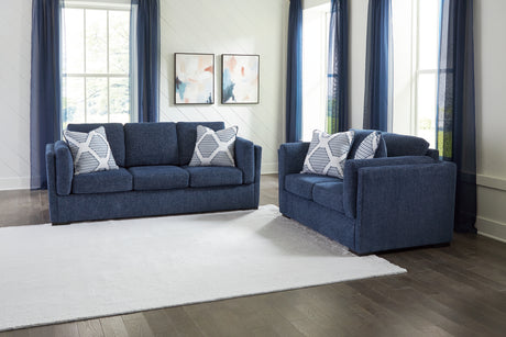 Evansley Sofa and Loveseat in Navy from Ashley - Luna Furniture