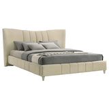 Evelyn Ivory Upholstered Eastern King Panel Platform Bed from Coaster - Luna Furniture