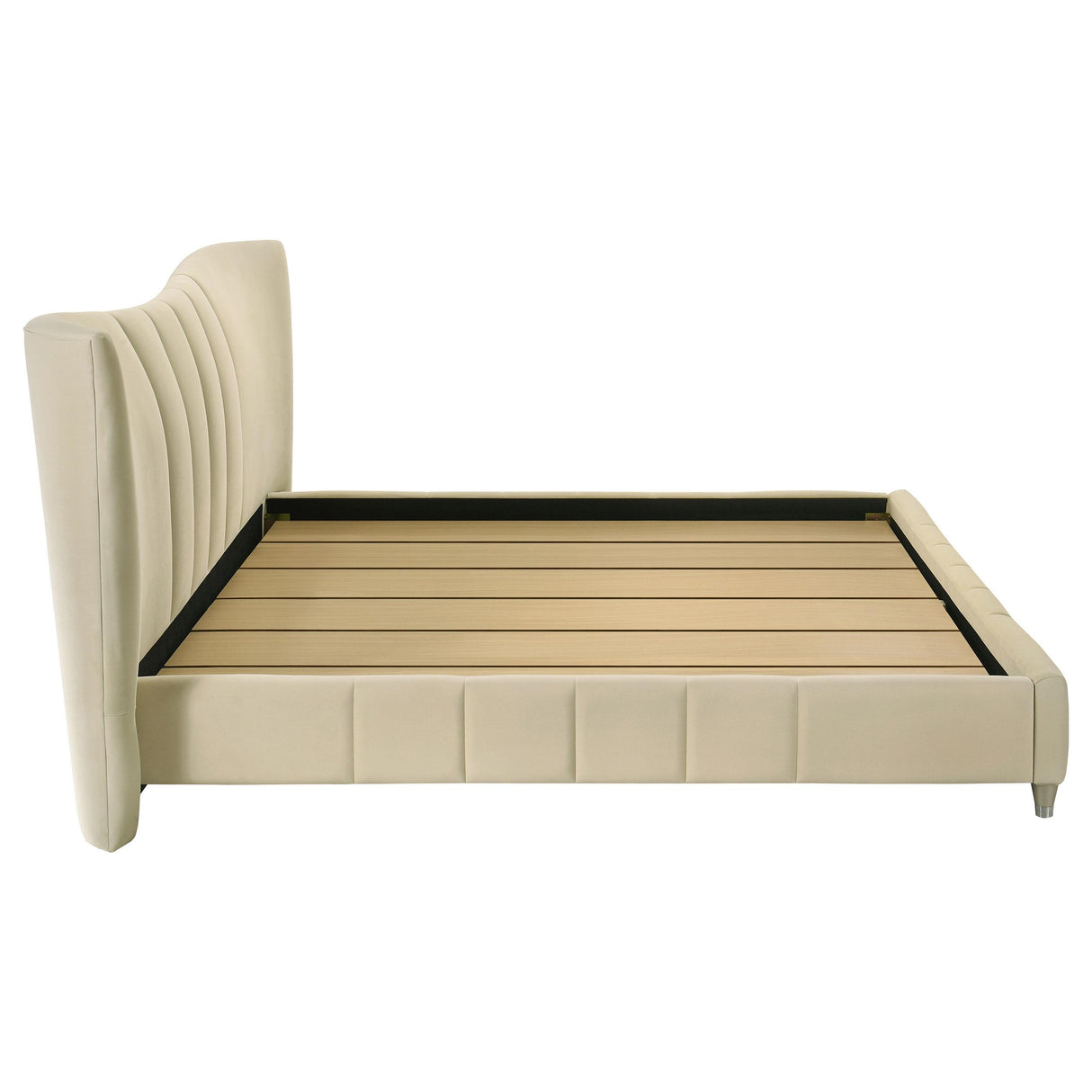 Evelyn Ivory Upholstered Eastern King Panel Platform Bed from Coaster - Luna Furniture