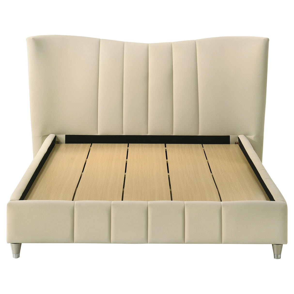 Evelyn Ivory Upholstered Queen Panel Platform Bed from Coaster - Luna Furniture