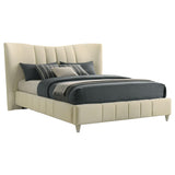 Evelyn Ivory Upholstered Queen Panel Platform Bed from Coaster - Luna Furniture