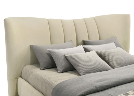 Evelyn Ivory Upholstered Queen Panel Platform Bed from Coaster - Luna Furniture