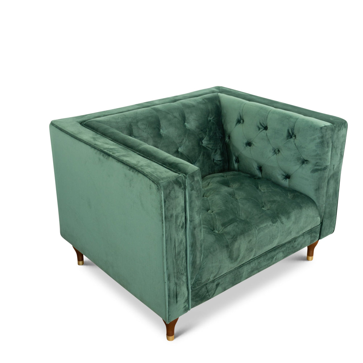 Houston Dark Green Velvet Tufted Back Lounge Chair from Midinmod - Luna Furniture