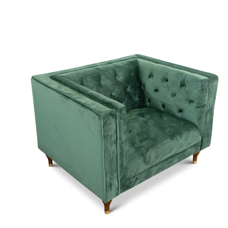 Houston Dark Green Velvet Tufted Back Lounge Chair from Ashcroft Furniture - Luna Furniture