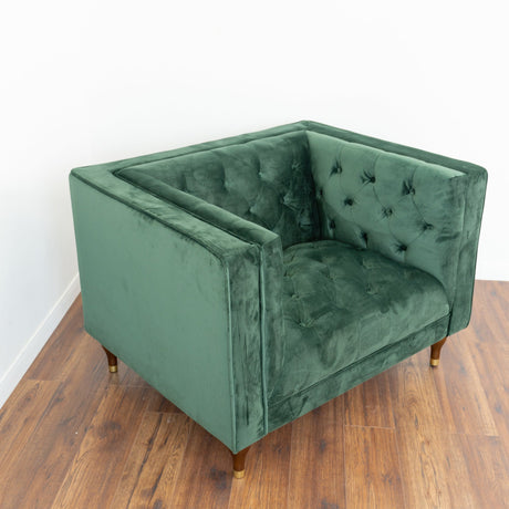 Houston Dark Green Velvet Tufted Back Lounge Chair from Ashcroft Furniture - Luna Furniture