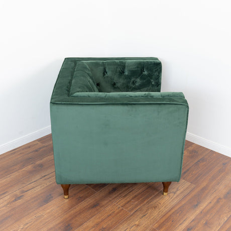 Houston Dark Green Velvet Tufted Back Lounge Chair from Ashcroft Furniture - Luna Furniture