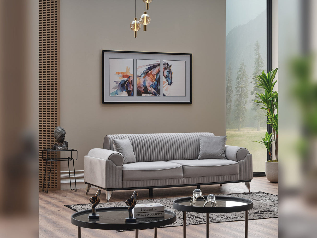 Everest Convertible Sofa in Light Grey from Furnia - Luna Furniture