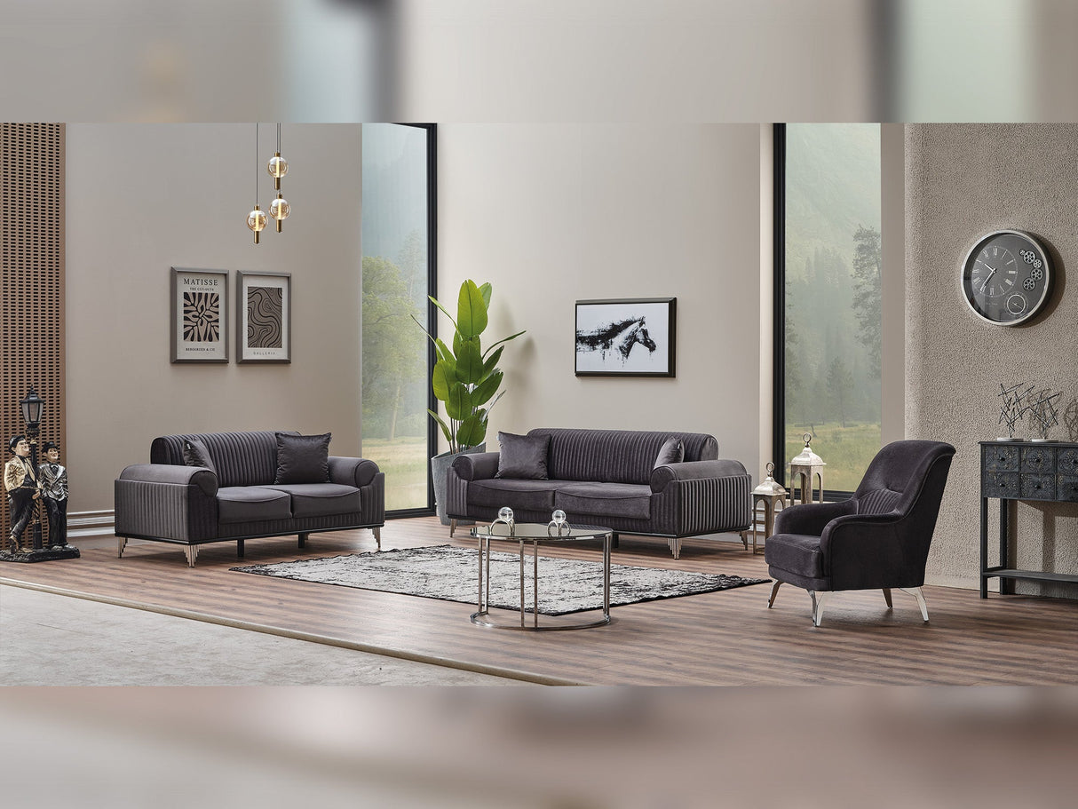 Everest 3-pieces (Sofa & Loveseat & Chair) Livingroom Set in Grey from Furnia - Luna Furniture
