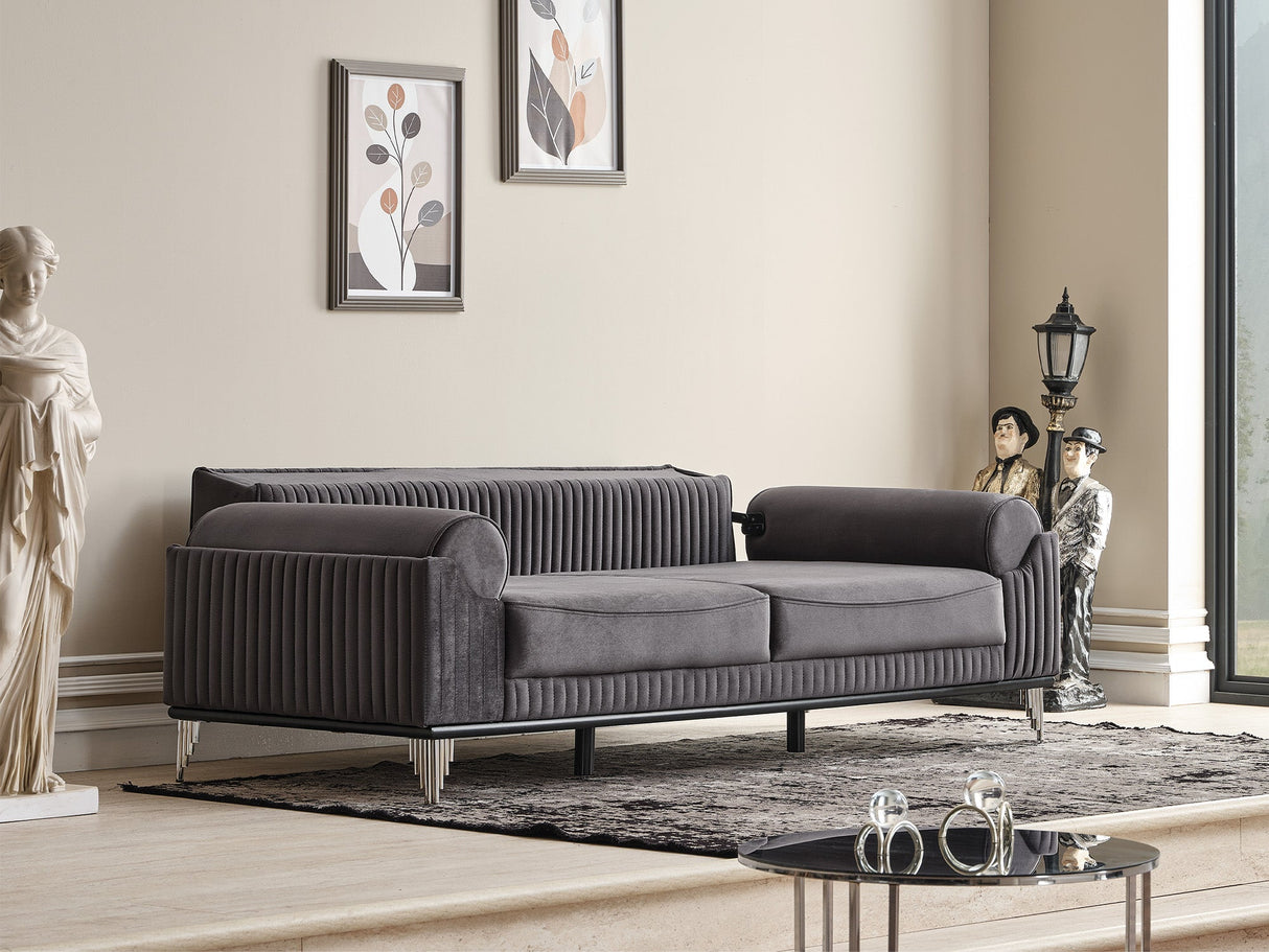 Everest Convertible Sofa in Grey from Furnia - Luna Furniture