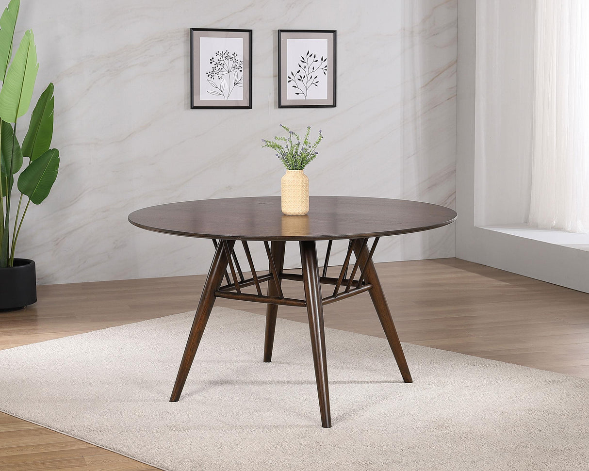 Everton Walnut Round 53-inch Wood Dining Table from Coaster - Luna Furniture