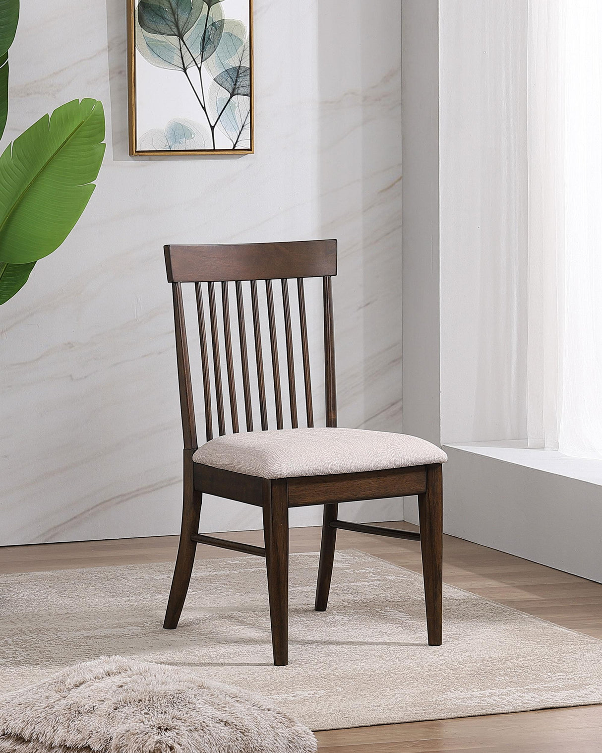 Everton Walnut Slat Back Dining Side Chair, Set of 2 from Coaster - Luna Furniture