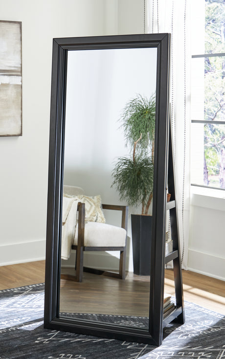 Evesen Black Floor Standing Mirror/Storage (Mirror Only) from Ashley - Luna Furniture