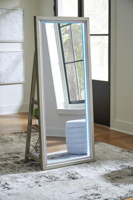 Evesen Champagne Floor Standing Mirror/Storage from Ashley - Luna Furniture