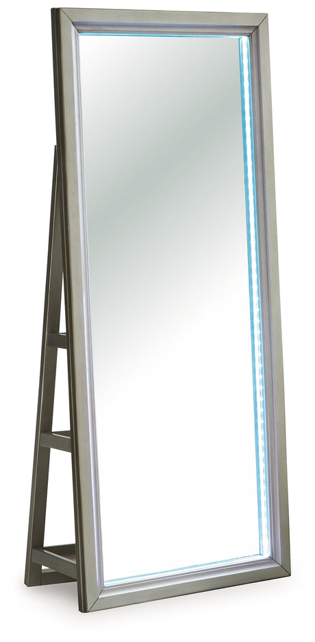 Evesen Champagne Floor Standing Mirror/Storage from Ashley - Luna Furniture