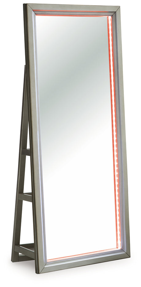 Evesen Champagne Floor Standing Mirror/Storage from Ashley - Luna Furniture
