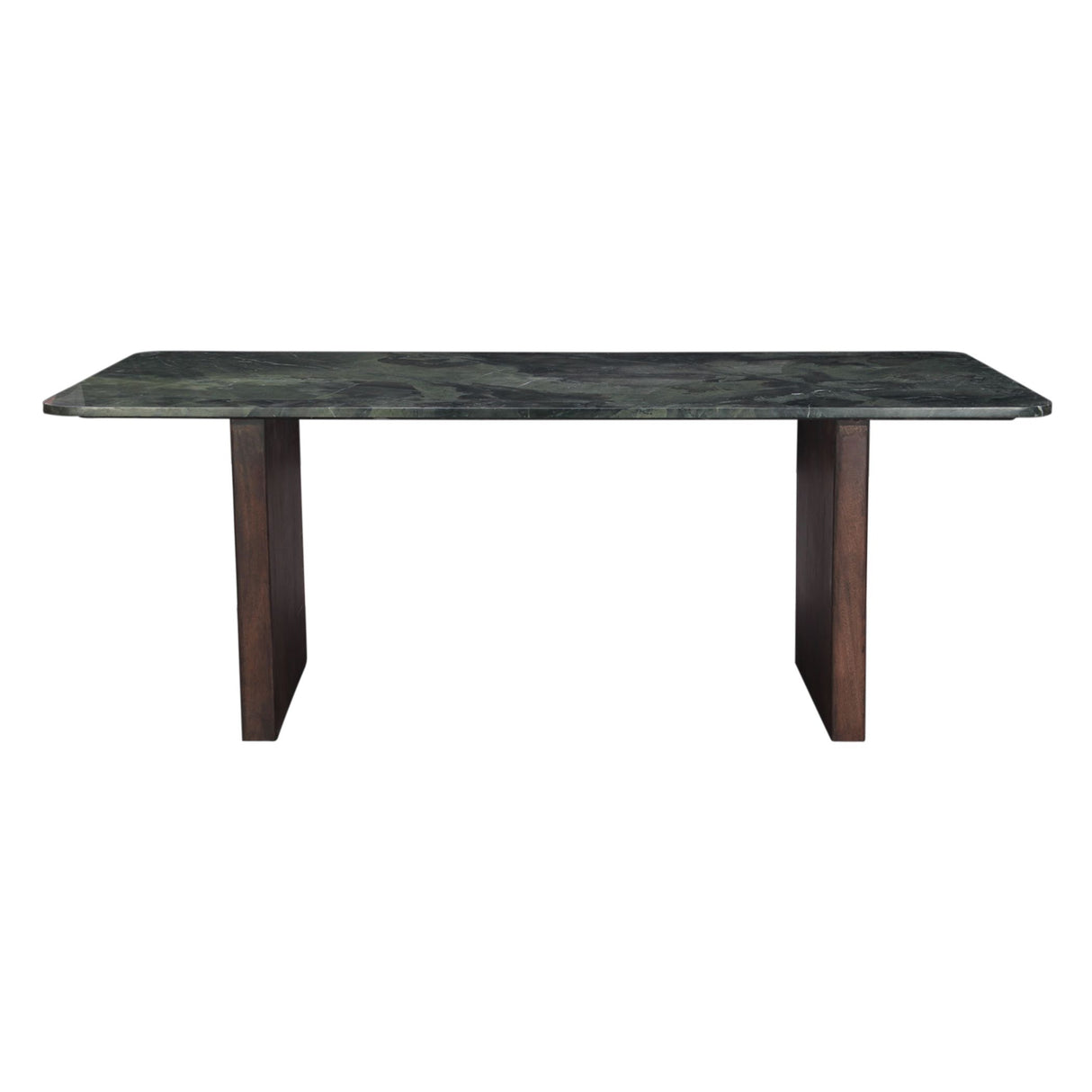 Abstract Green Marble and Dark Mango Base 76" Dining Table from Home Trends & Design - Luna Furniture