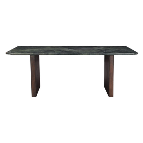 Abstract Green Marble and Dark Mango Base 76" Dining Table from Home Trends & Design - Luna Furniture
