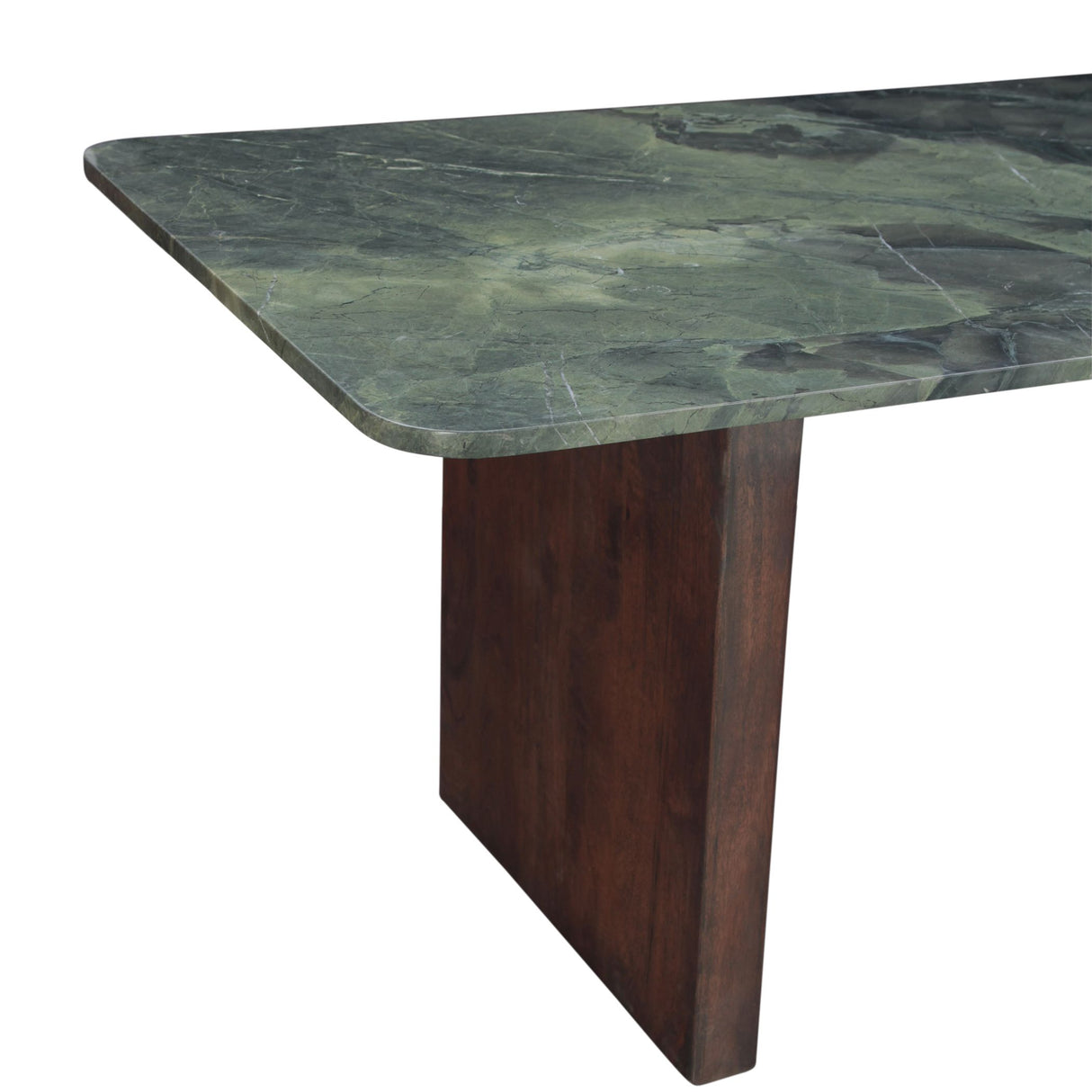 Abstract Green Marble and Dark Mango Base 76" Dining Table from Home Trends & Design - Luna Furniture