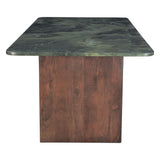 Abstract Green Marble and Dark Mango Base 76" Dining Table from Home Trends & Design - Luna Furniture