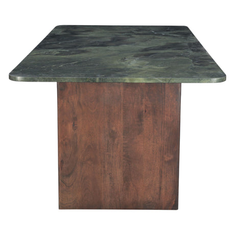 Abstract Green Marble and Dark Mango Base 76" Dining Table from Home Trends & Design - Luna Furniture
