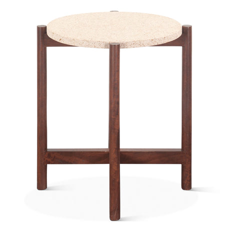 Abstract 18" Side Table with Casted Cement Top and Mango Wood Base from Home Trends & Design - Luna Furniture